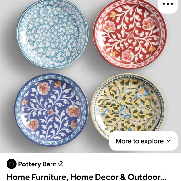 New Pottery Barn Ava Floral Salad Plate Set, S/4, Yellow - Picture 9 of 13